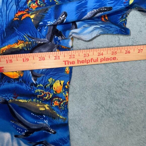 Vintage Paradise Found Hawaiian Shirt Button Down Fish Printed Cotton Large - Picture 5 of 5